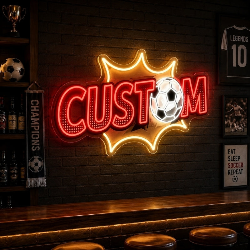 Soccer Bar Neon Sign - Goal Celebration LED Wall Art