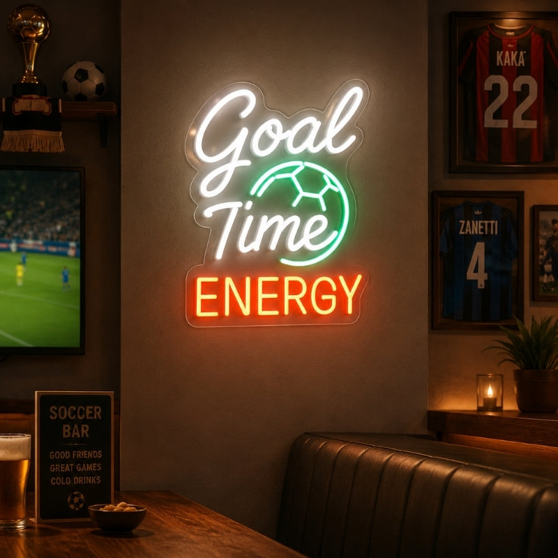 Soccer Bar Neon Sign - Goal Time Energy Wall Decor