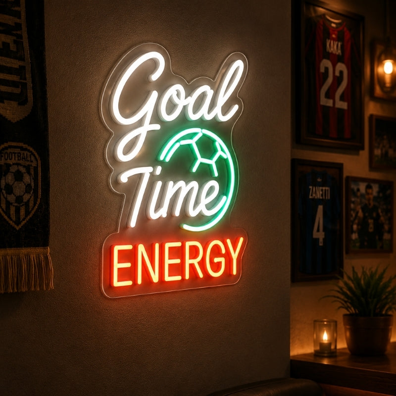 Soccer Bar Neon Sign - Goal Time Energy Wall Decor