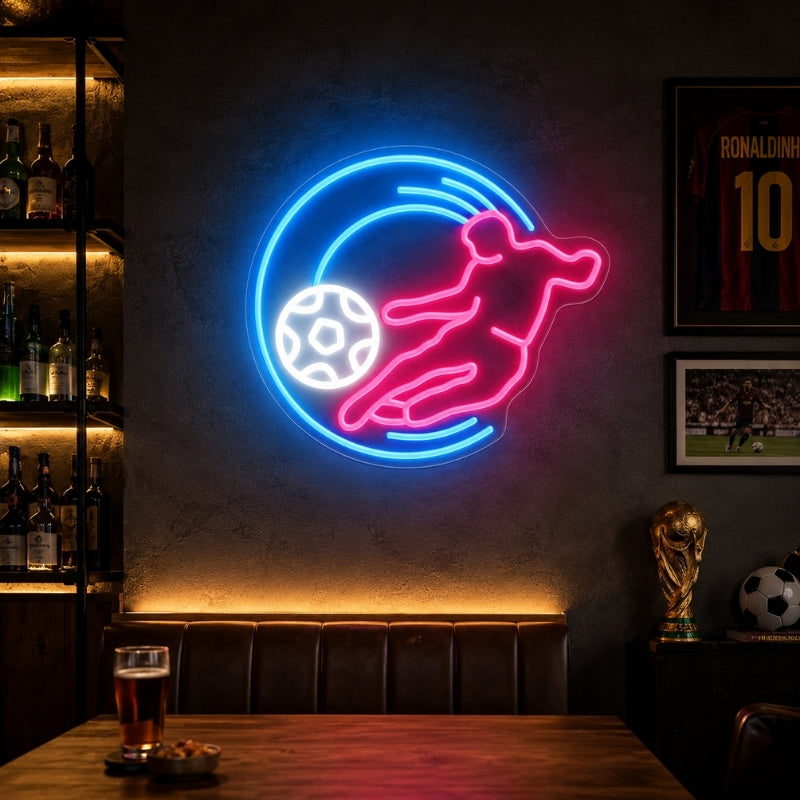 Soccer Bar Neon Sign - Goalkeeper Save LED Wall Art