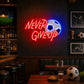 Soccer Bar Neon Sign - Never Give Up LED Wall Decor