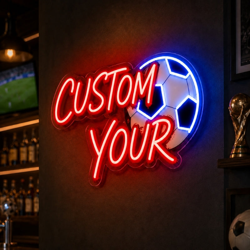 Soccer Bar Neon Sign - Never Give Up LED Wall Decor