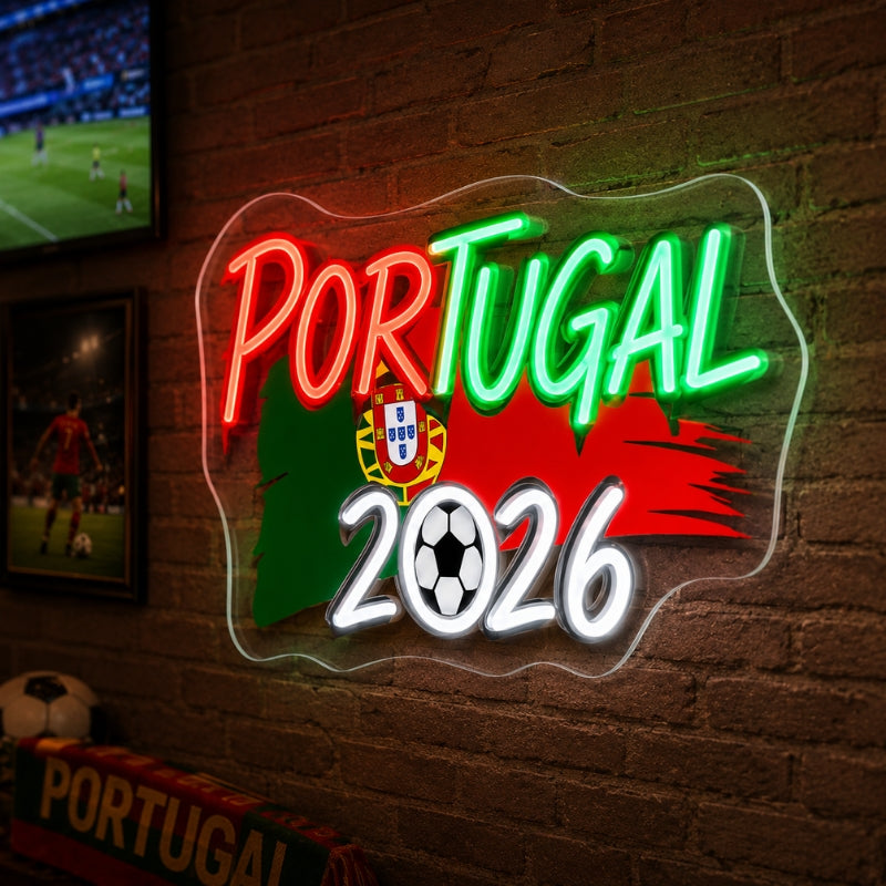 Soccer Bar Neon Sign - Portugal 2026 Fan Wall Decor
