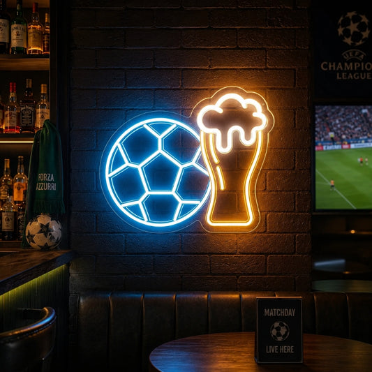 Soccer Bar Neon Sign - Soccer And Beer LED Wall Decor