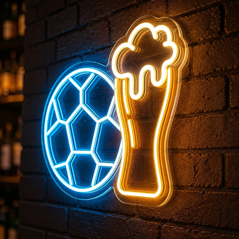 Soccer Bar Neon Sign - Soccer And Beer LED Wall Decor