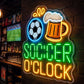Soccer Bar Neon Sign - Soccer O'Clock LED Wall Decor