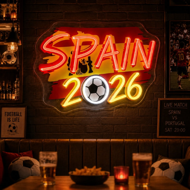 Soccer Bar Neon Sign - Spain 2026 Match Wall Decor