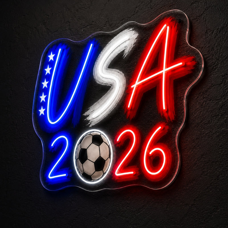 Soccer Bar Neon Sign - USA 2026 Matchday Wall Decor
