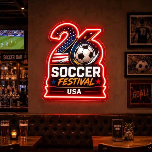 Soccer Bar Neon Sign - USA Soccer Festival Wall Decor