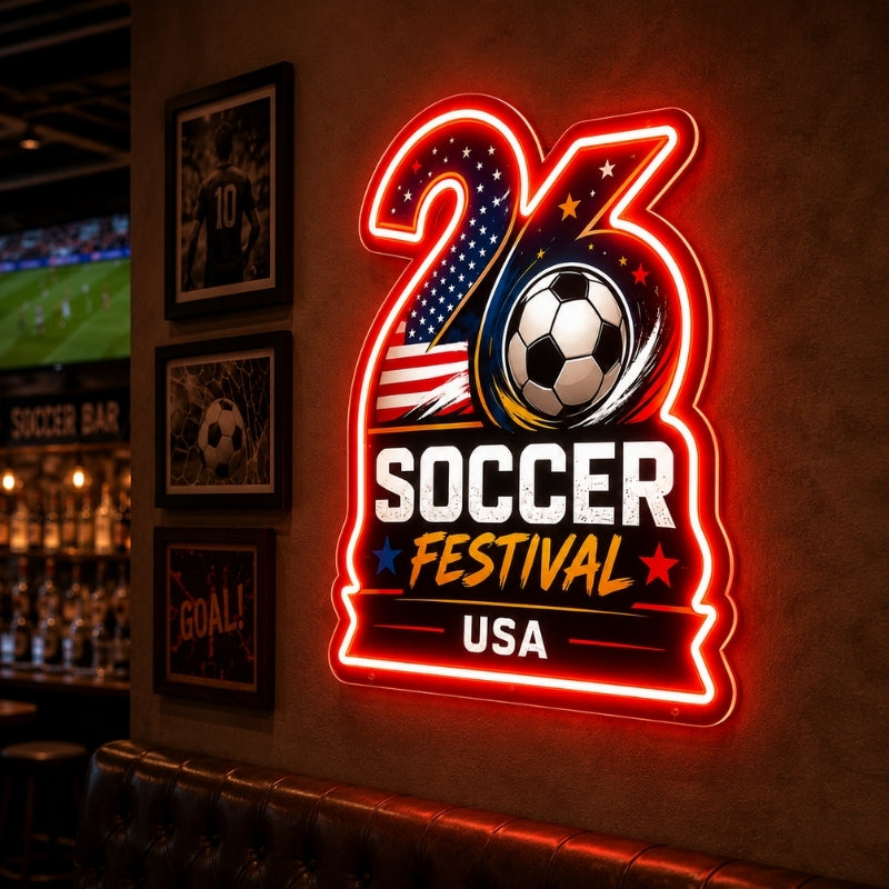Soccer Bar Neon Sign - USA Soccer Festival Wall Decor