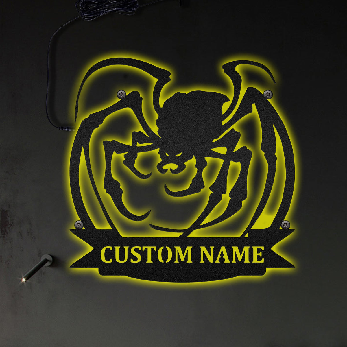 Spooky Spider So Scare Personalized - Led Light Metal - Owls Matrix LTD