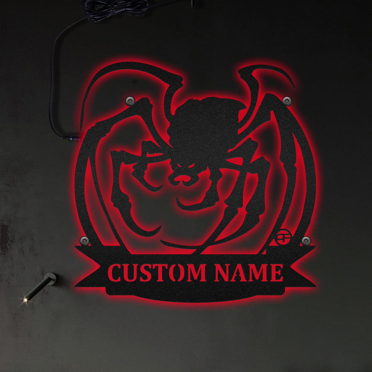 Spooky Spider Personalized - Led Light Metal - Owls Matrix LTD