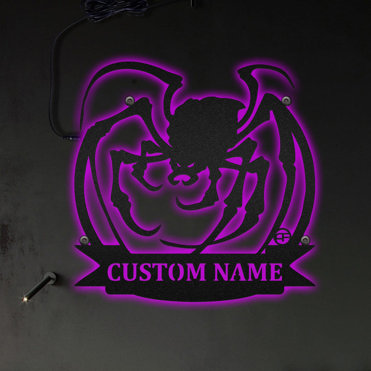 12"x12" Spooky Spider Personalized - Led Light Metal - Owls Matrix LTD