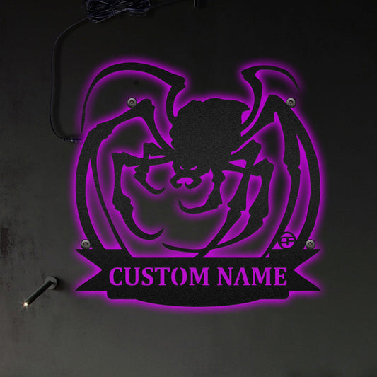 12"x12" Spooky Spider Personalized - Led Light Metal - Owls Matrix LTD