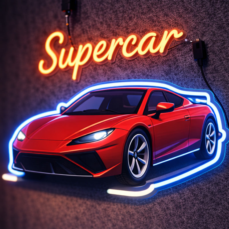 Supercar LED Neon Sign – High-Performance Sports Car Wall Light