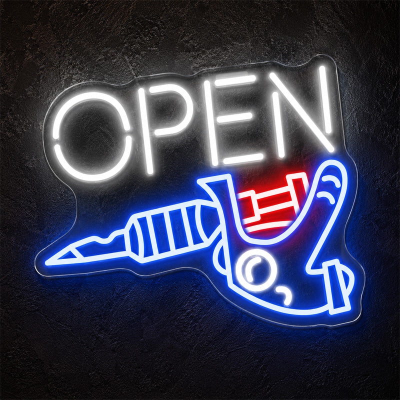 Tattoo Shop Neon Sign - Open Tattoo LED Wall Light
