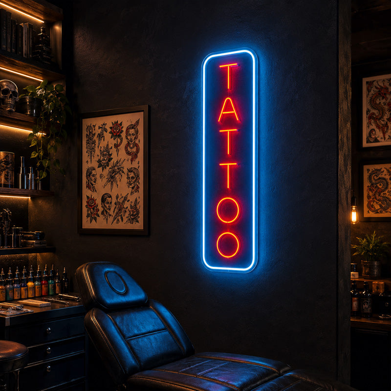 Tattoo Shop Neon Sign - Vertical Tattoo Wall Light
