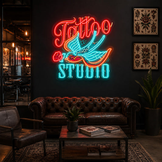 Tattoo Shop Neon Sign - Vintage Swallow Wall Light
