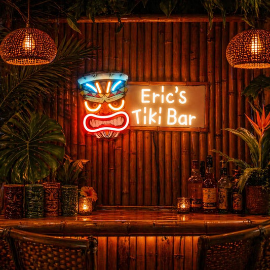 Tiki Bar Neon Sign Tropical - Custom Name Wall Light