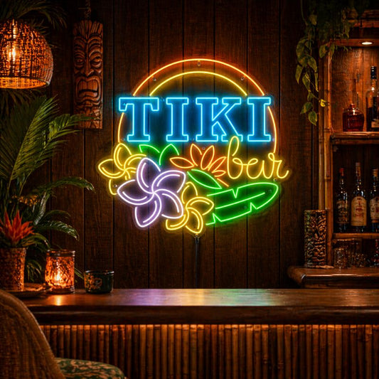 Tiki Bar Neon Sign Tropical - Floral Wall Decor Light