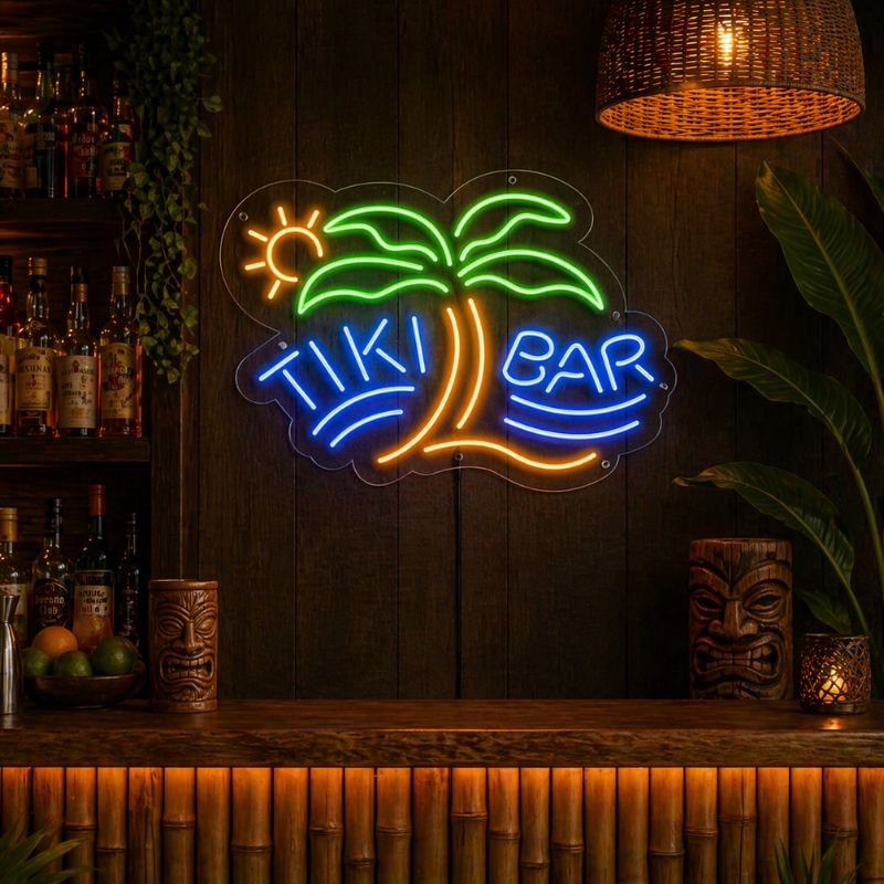 Tiki Bar Neon Sign Tropical - Palm Tree Wall Light