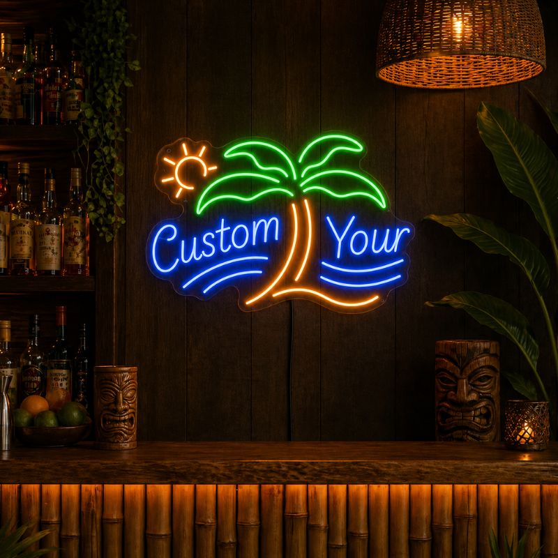 Tiki Bar Neon Sign Tropical - Palm Tree Wall Light | Custom Your