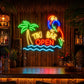 Tiki Bar Neon Sign Tropical - Parrot Open Bar Decor