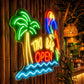 Tiki Bar Neon Sign Tropical - Parrot Open Bar Decor