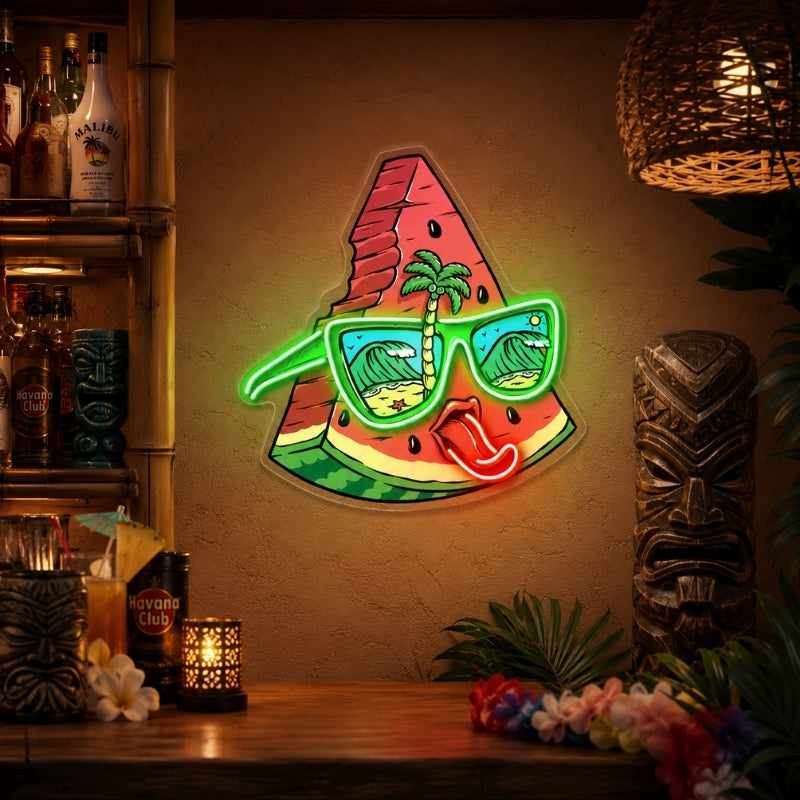 Tiki Bar Neon Sign Tropical - Watermelon Wall Decor