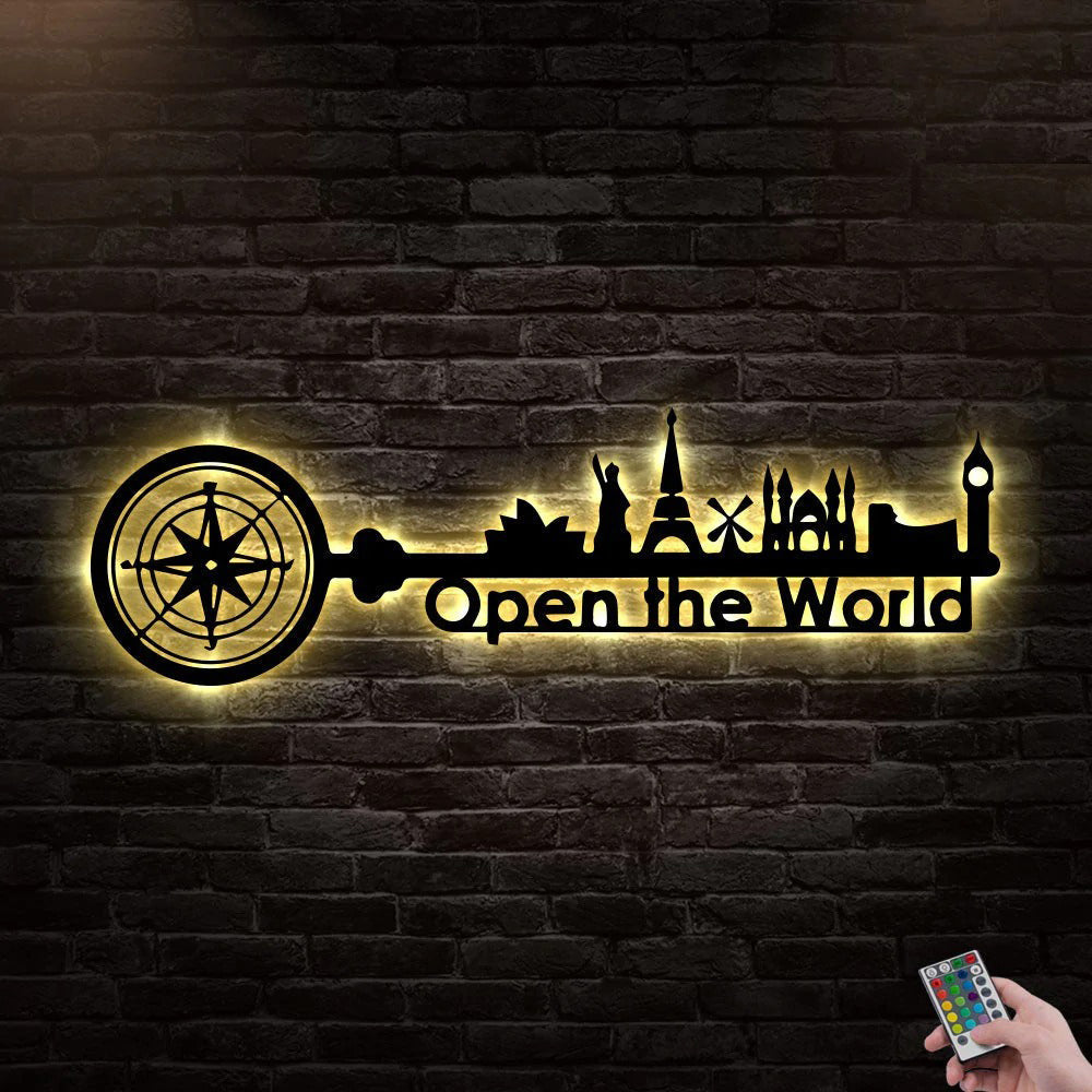 Travel Inspire Tourist Agency World - Led Light Metal - Owls Matrix LTD