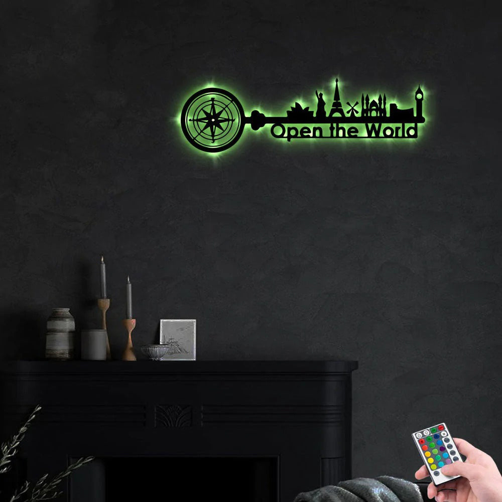 Travel Inspire Tourist Agency World - Led Light Metal - Owls Matrix LTD