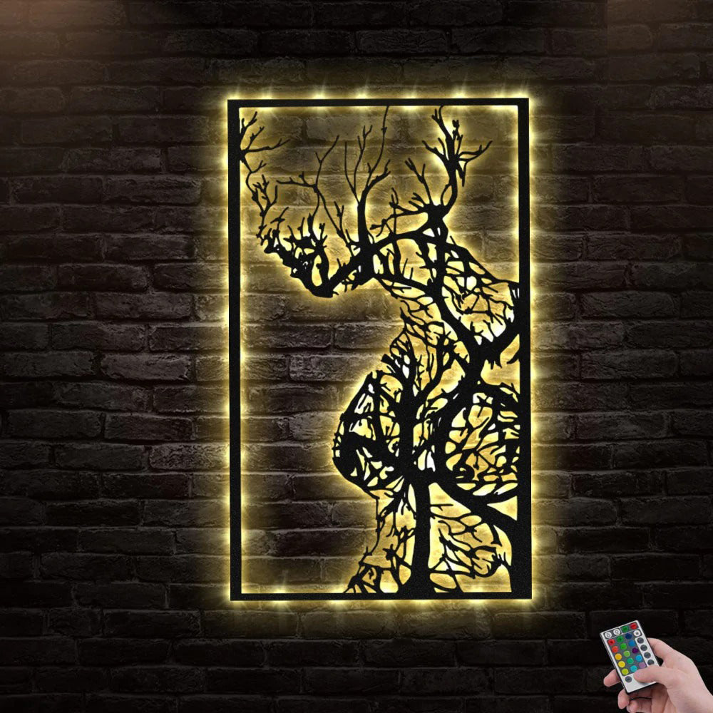 Tree Woman So Beautiful - Led Light Metal - Owls Matrix LTD