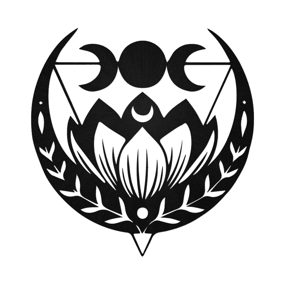 Triple Moon Lamp And Lotus Flower - Led Light Metal - Owls Matrix LTD