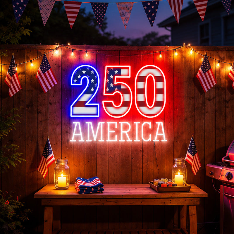 USA 250th Anniversary Neon Sign - America Wall Decor