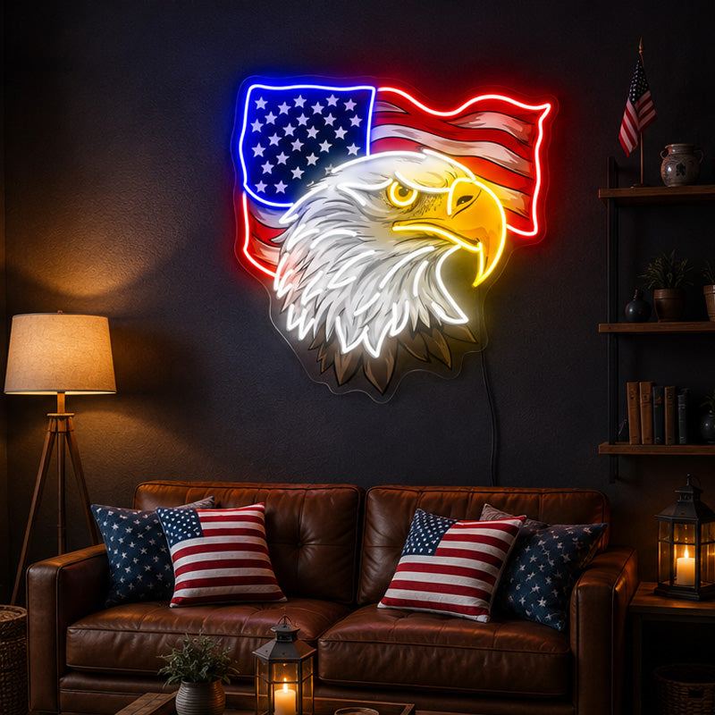USA 250th Anniversary Neon Sign - Eagle Flag Decor