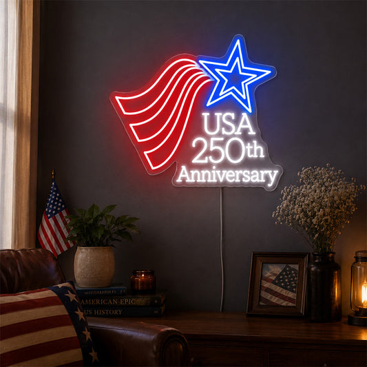 USA 250th Anniversary Neon Sign - Patriotic LED Wall Art