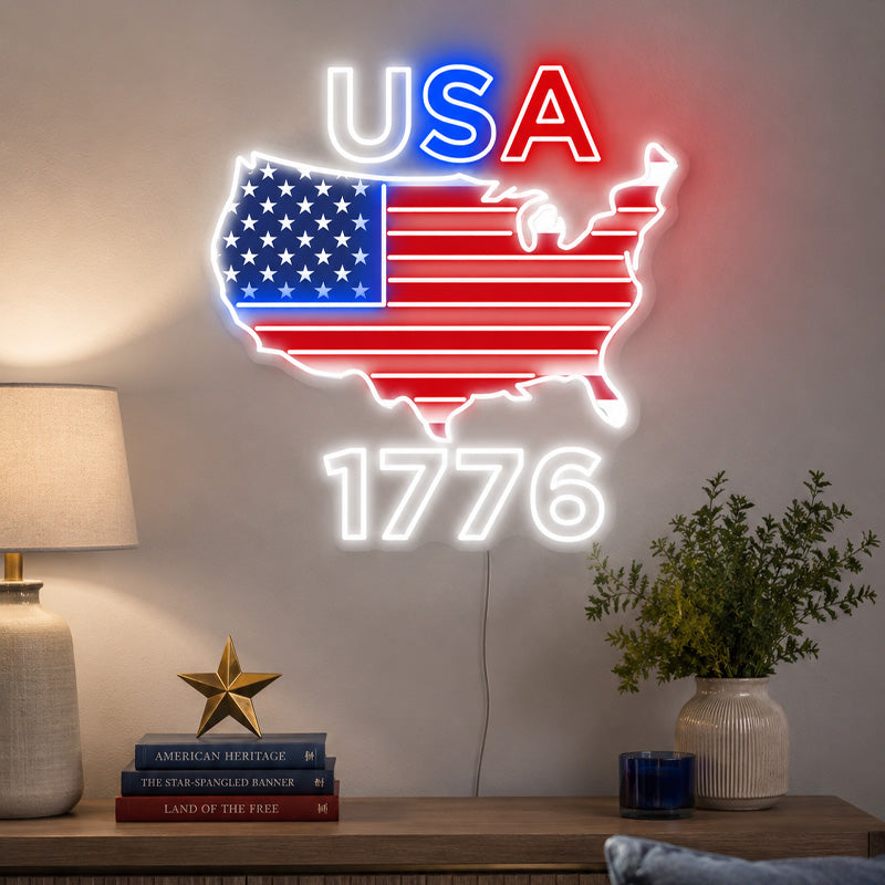 USA 250th Anniversary Neon Sign - Patriotic Wall Decor