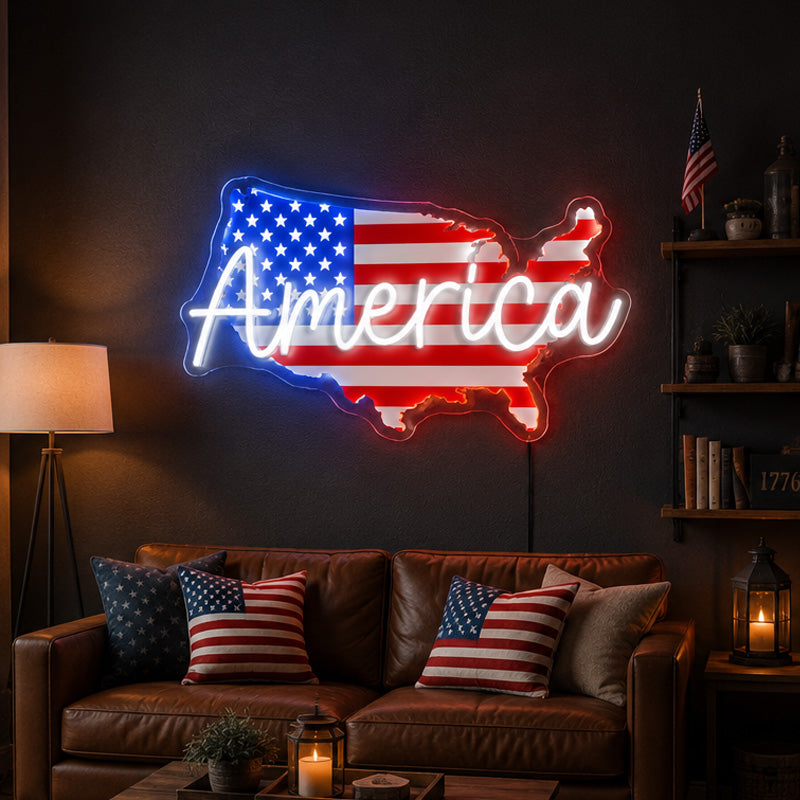 USA 250th Anniversary Neon Sign – America Map LED
