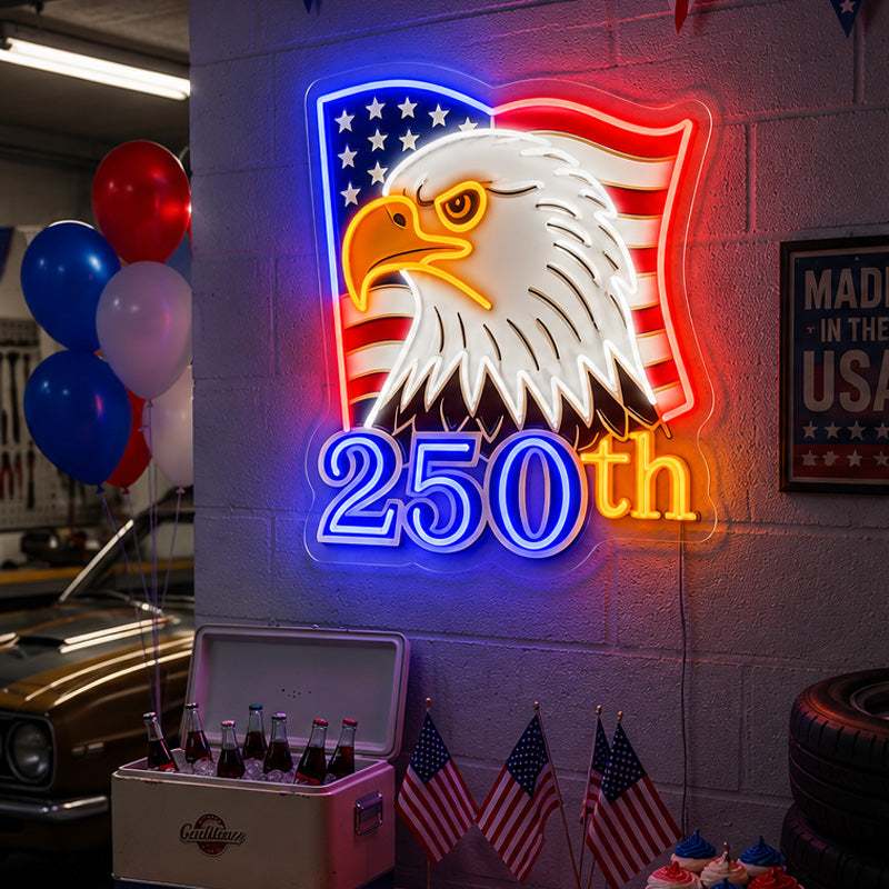 USA 250th Anniversary Neon Sign – Eagle Patriotic LED
