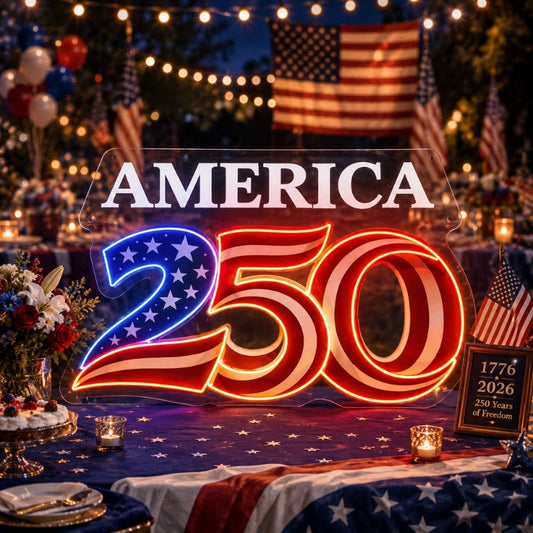 USA 250th Anniversary Neon Sign - America Party Decor