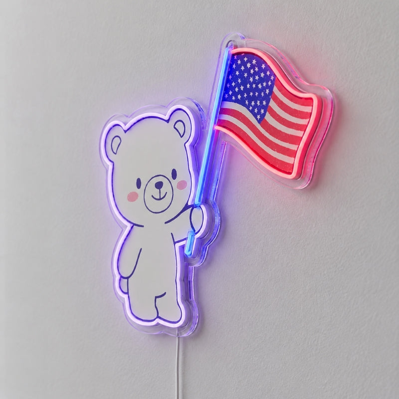USA 250th Anniversary Neon Sign - Bear Flag Decor