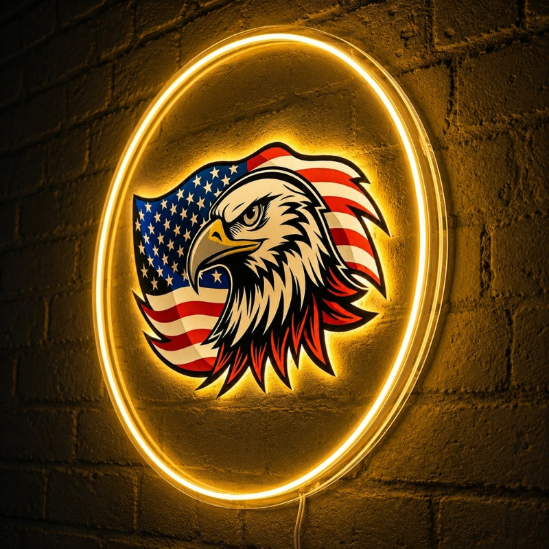 USA 250th Anniversary Neon Sign - Eagle Flag Glow