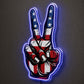USA 250th Anniversary Neon Sign - Peace Hand Art