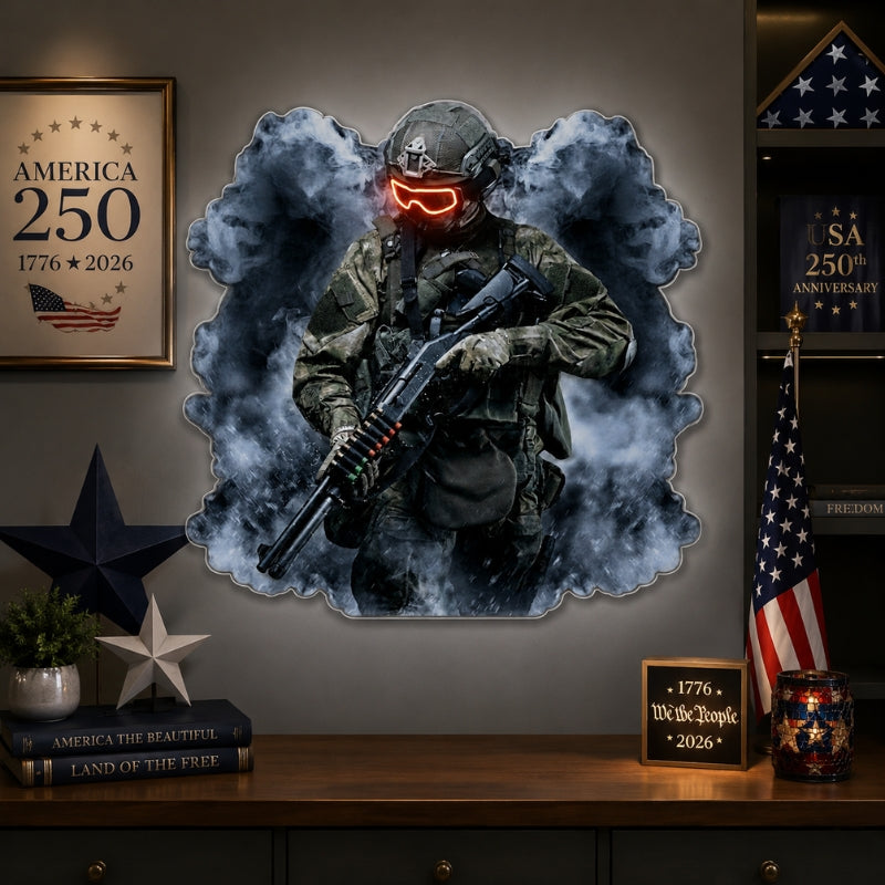 USA 250th Anniversary Neon Sign - Soldier Wall Art