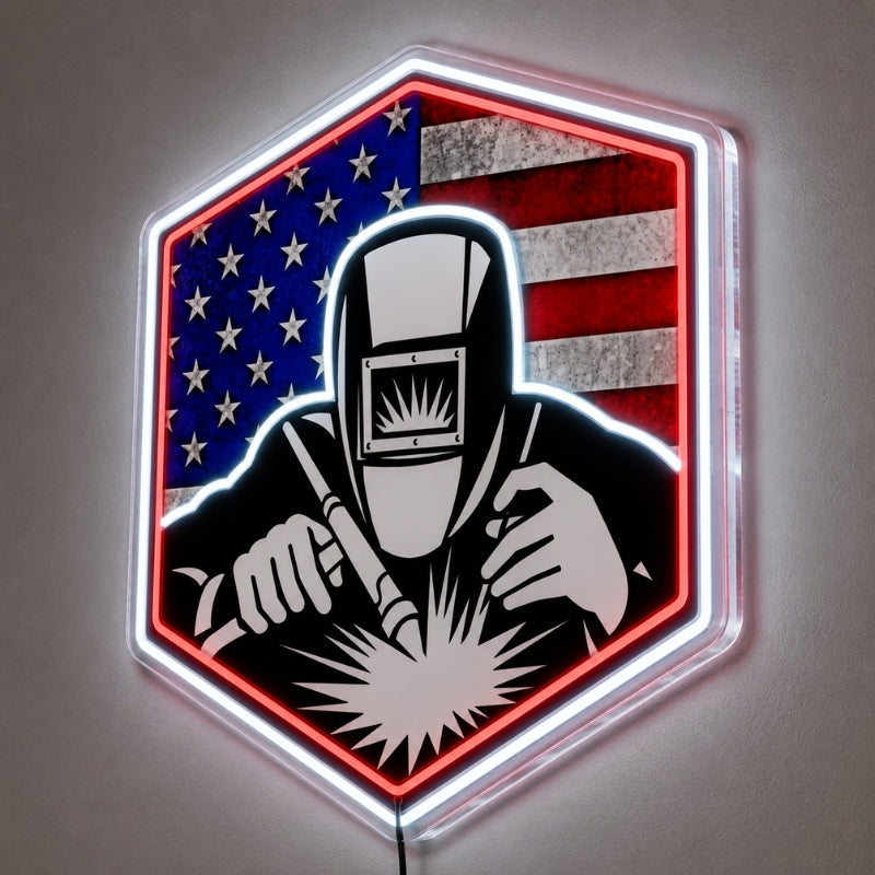 USA 250th Anniversary Neon Sign - Welder Flag Art