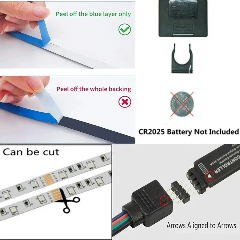 USB 5V RGB LED Strip Light (5050) with Bluetooth/WiFi App & Remote, 1–30M Room Backlight