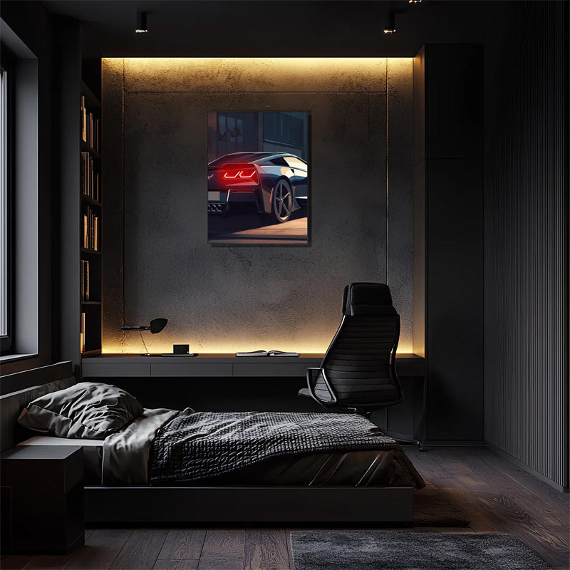 UV Printed Neon Supercar Wall Art – Modern Automotive Decor for Gaming Room & Man Cave