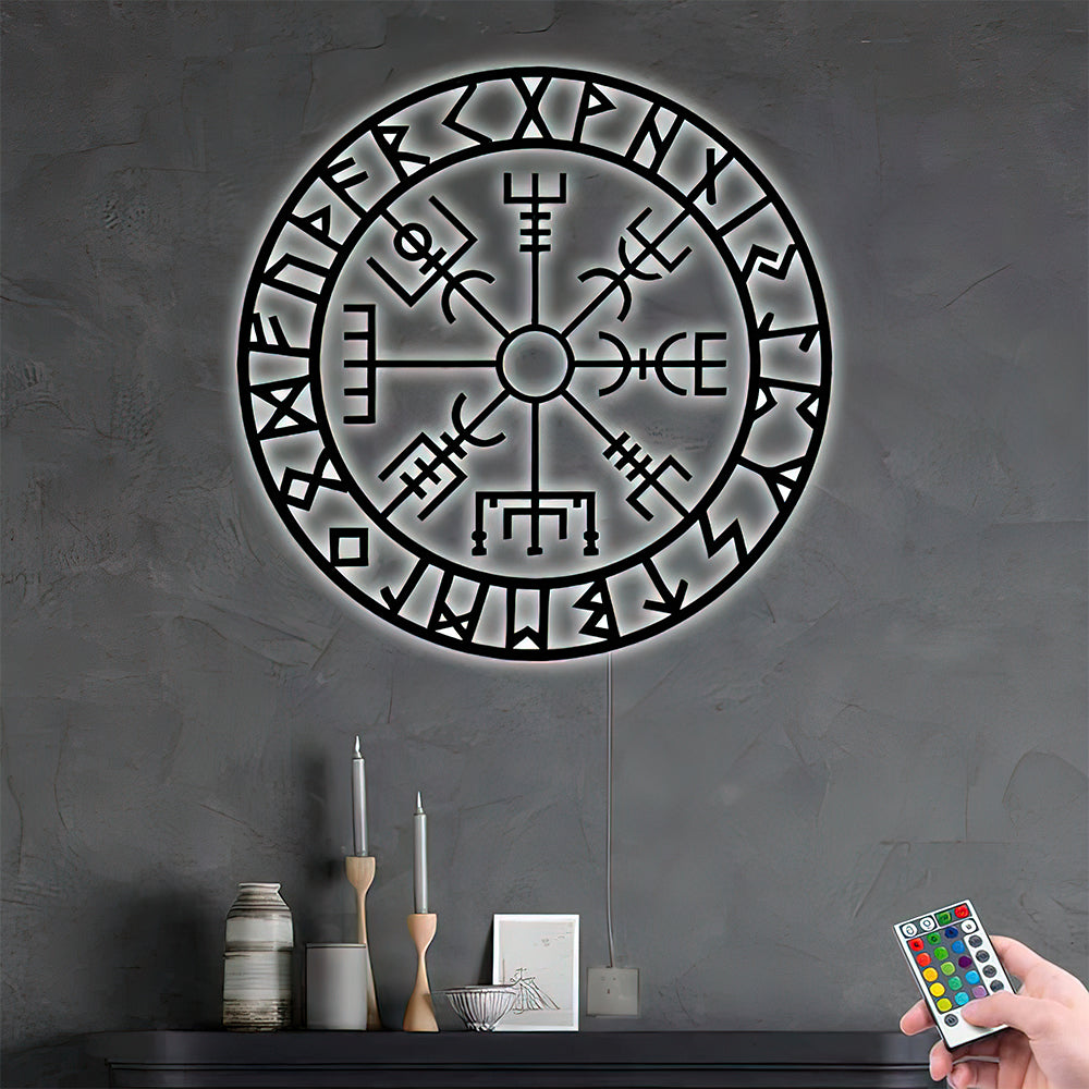 Viking Vegvisir Hanging Style - Led Light Metal - Owls Matrix LTD