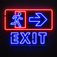 Wayfinding Neon Signs - Blue Exit Arrow Wall Light
