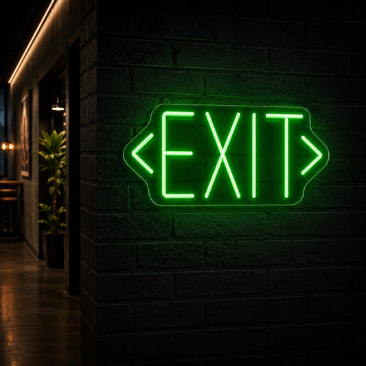 Wayfinding Neon Signs - Green Exit Arrow Wall Light
